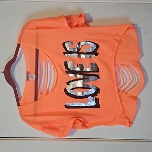 Neon orange cut up t-shirt. Size large. Smoke free home.